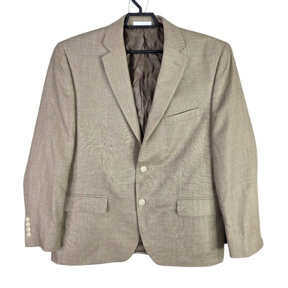 Mens Lauren Ralph Lauren Tan Two Button Classic Twill Suit Blazer Size 44S